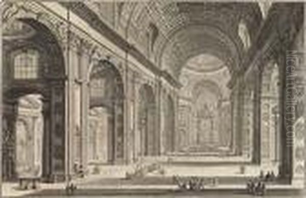 Two Etchings From The 
Veduta Di Roma Oil Painting by Giovanni Battista Piranesi