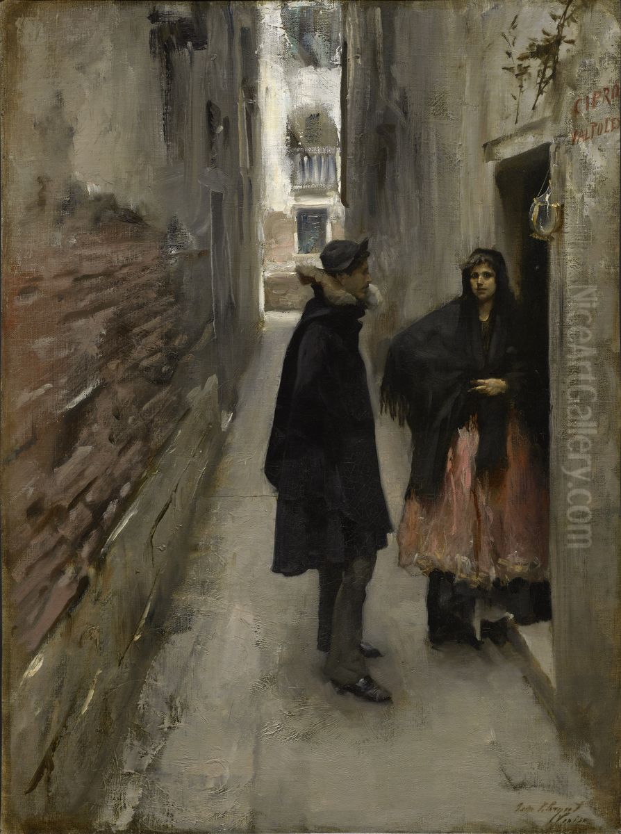 A Street In Venice Oil Painting by John Singer Sargent