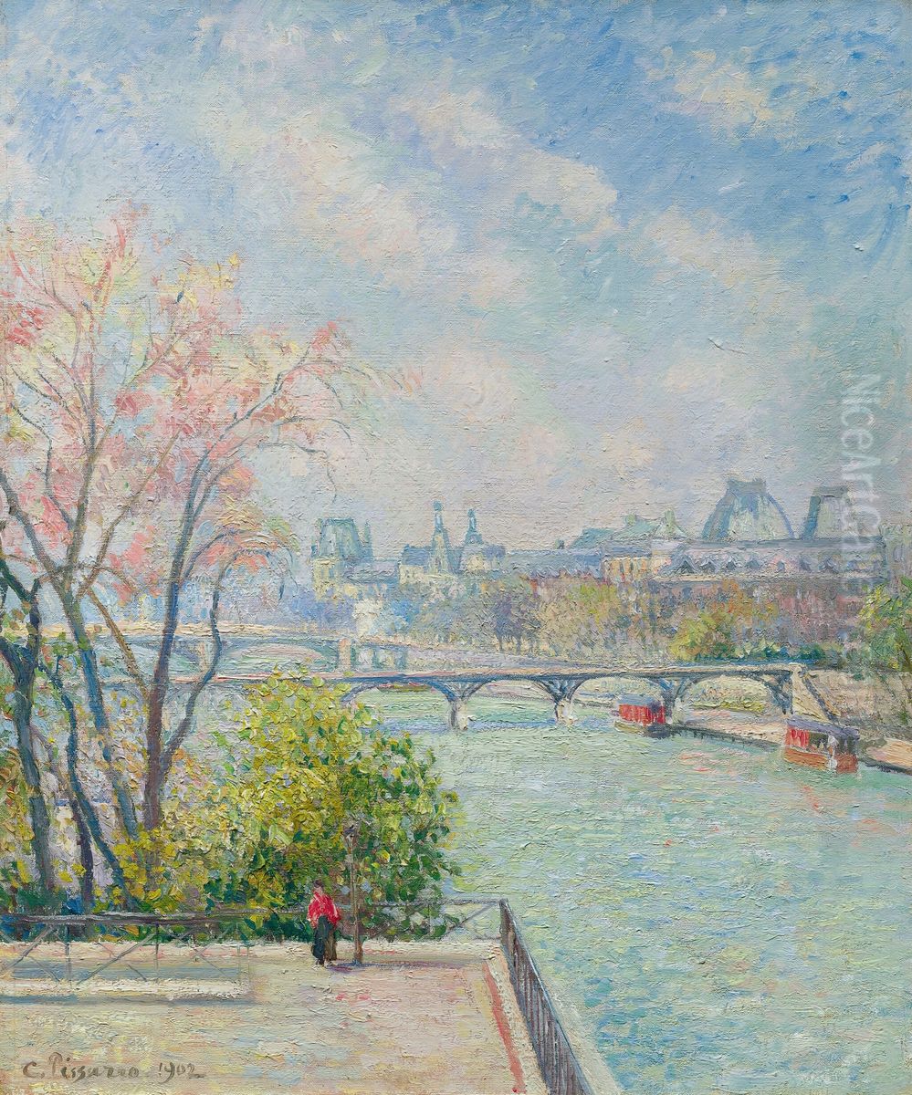 Le Louvre, Matin, Printemps Oil Painting by Camille Pissarro