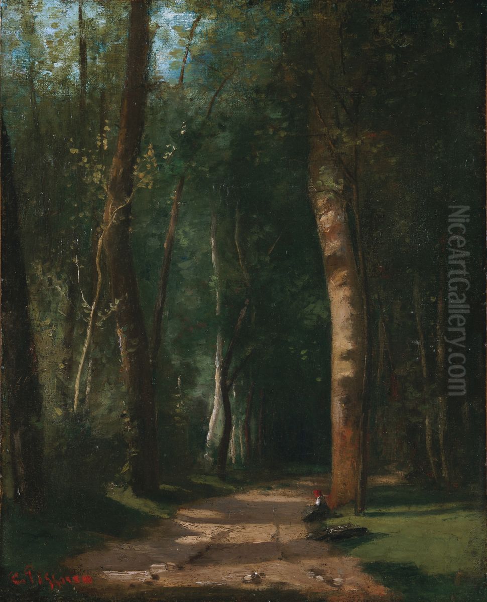 Allee Dans Une Foret Oil Painting by Camille Pissarro