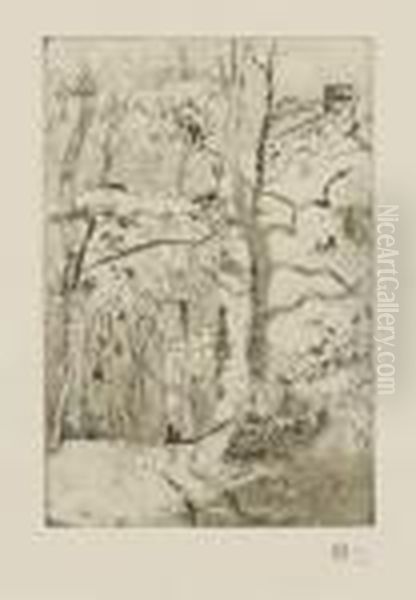 La Maison Rondest, 
A L'hermitage Oil Painting by Camille Pissarro