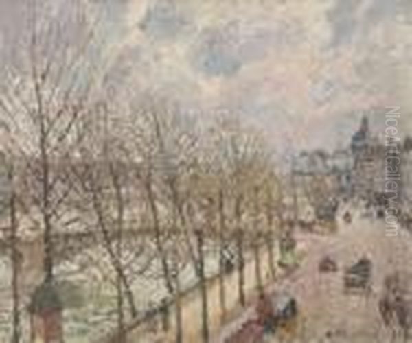 Le Quai Malaquais Et L'institut Oil Painting by Camille Pissarro