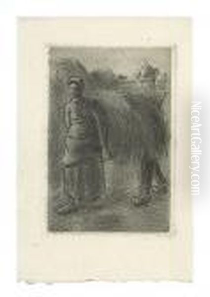 Paysans Portant Du Foin. Oil Painting by Camille Pissarro