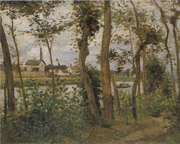 Bords De L'oise A Pontoise Oil Painting by Camille Pissarro