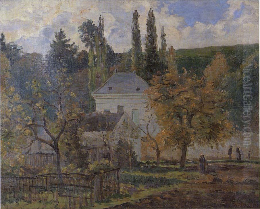 Maison Bourgeoise A L'hermitage, Pontoise Oil Painting by Camille Pissarro