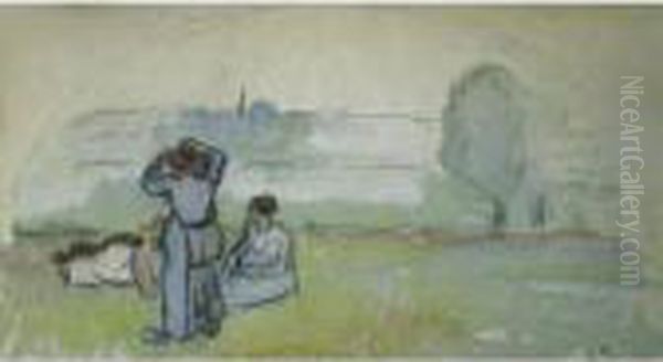 Property From A Private European Collection
 

 
 
 

 
 Projet D'eventail Oil Painting by Camille Pissarro