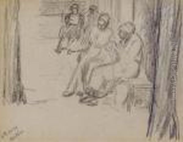 Femmes Dans Un Interieur Oil Painting by Camille Pissarro