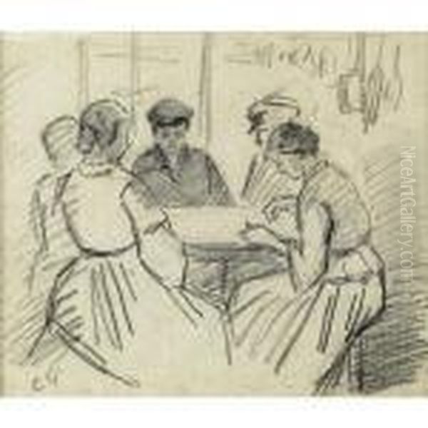 Scene D'interieur Oil Painting by Camille Pissarro