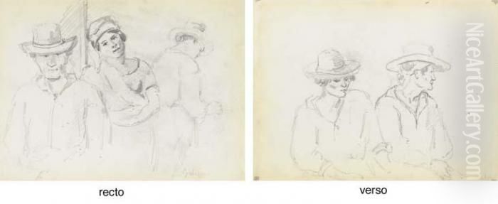 A Man And A Woman Oil Painting by Camille Pissarro