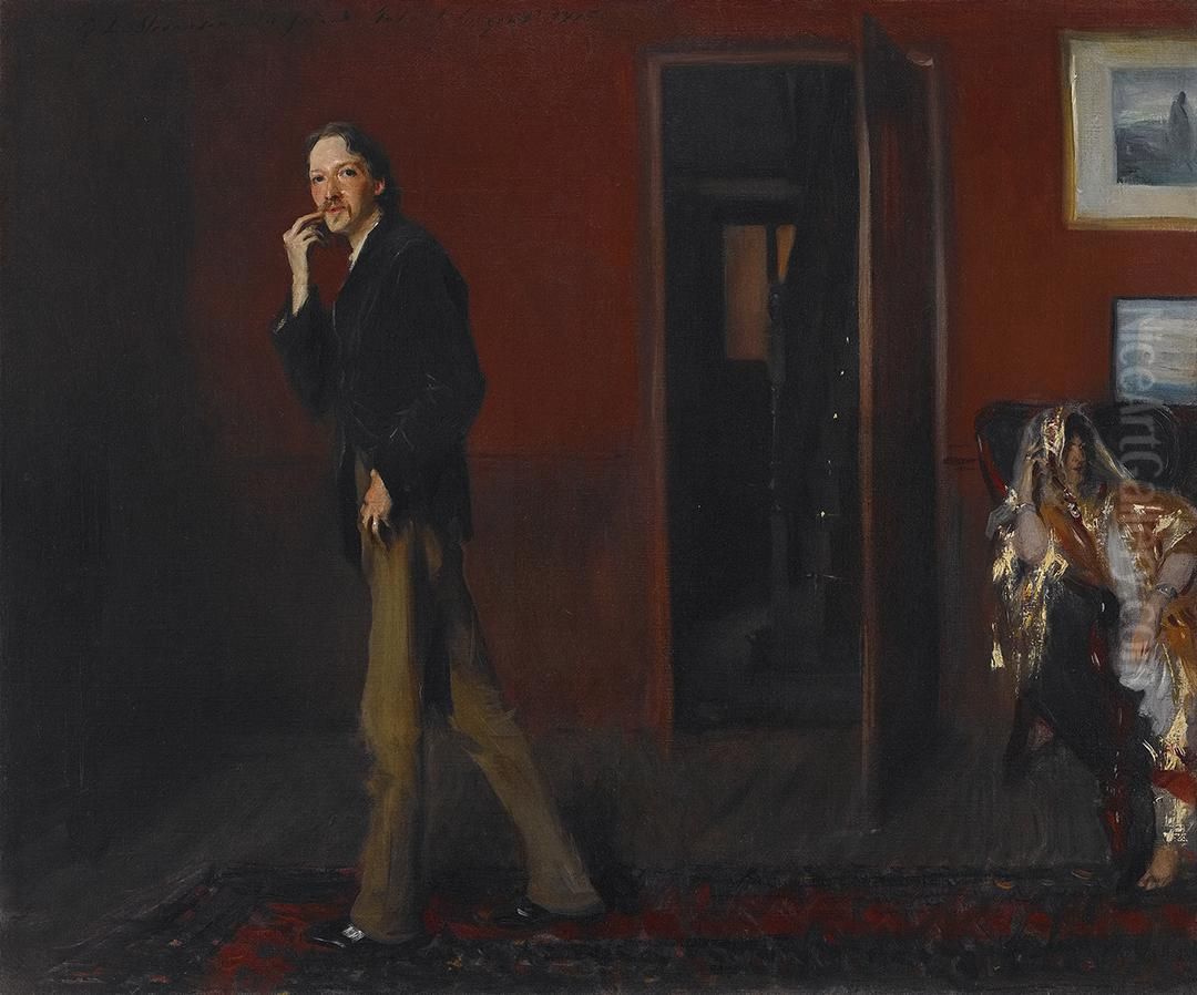 Robert Louis Stevenson and His Wife Oil Painting by John Singer Sargent