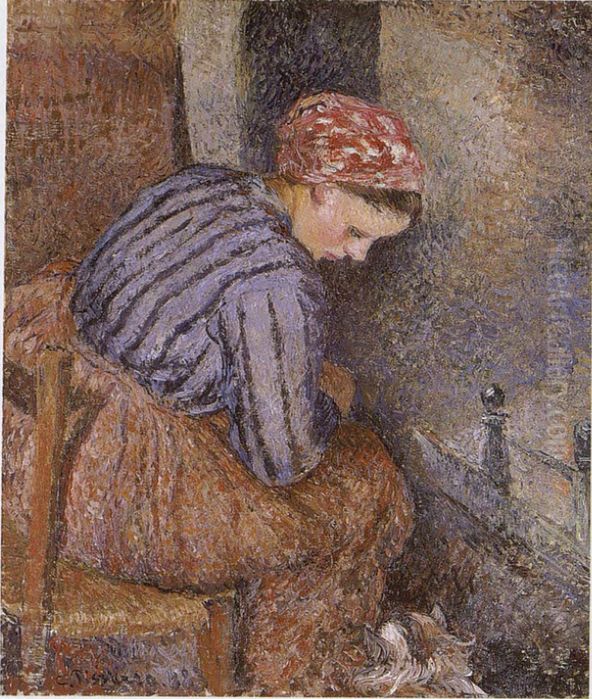Paysanne Se Chauffant Oil Painting by Camille Pissarro
