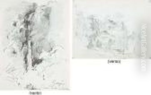 The Waterfalls Of The Rio 
Escondido At Galipan, With Studies Offigures (recto); A Forest In The 
Mountains (verso) Oil Painting by Camille Pissarro