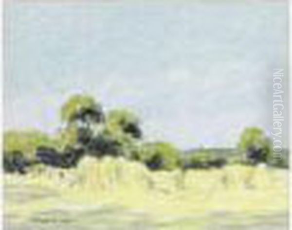 Etude Pour 'la Moisson A Montfoucault' Oil Painting by Camille Pissarro