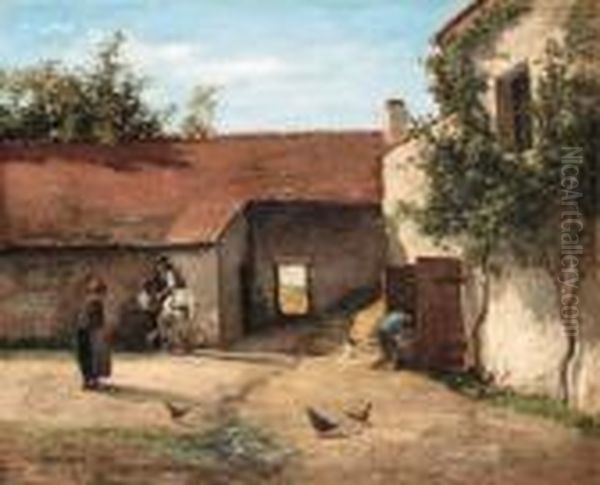 Cour De Ferme Oil Painting by Camille Pissarro