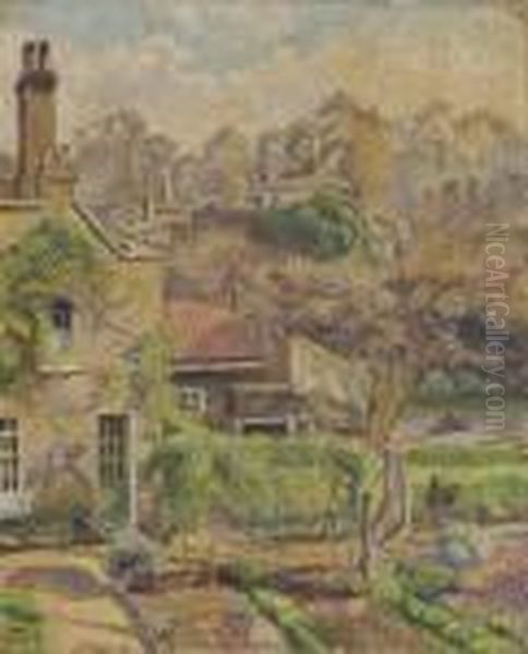 The Brook, Sunny Weather Oil Painting by Lucien Pissarro
