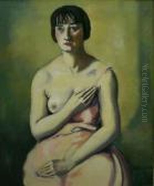 Modele A La Robe Rose Oil Painting by Ludovic Rodo Pissarro