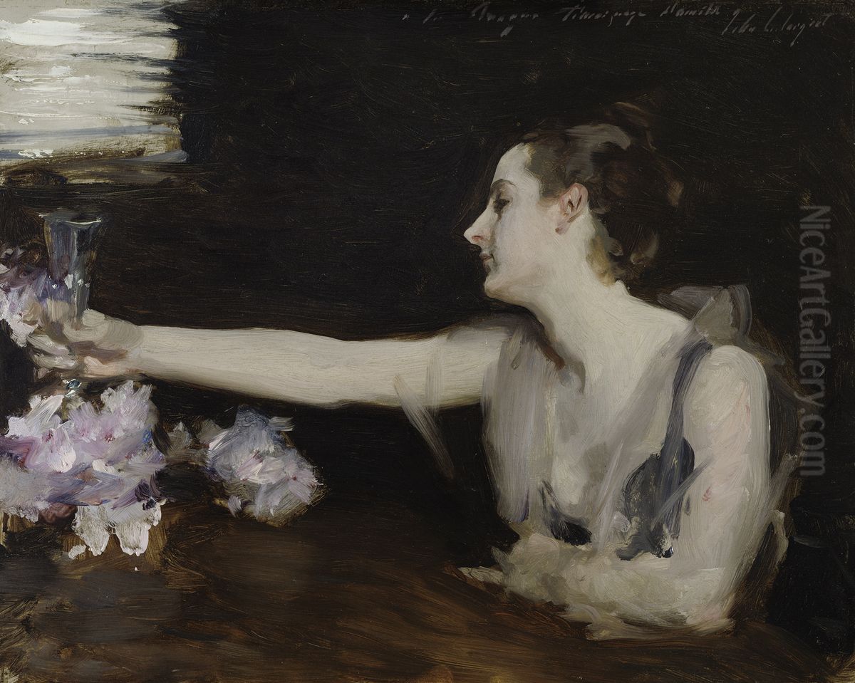 Madame Gautreau Drinking A Toast Oil Painting by John Singer Sargent