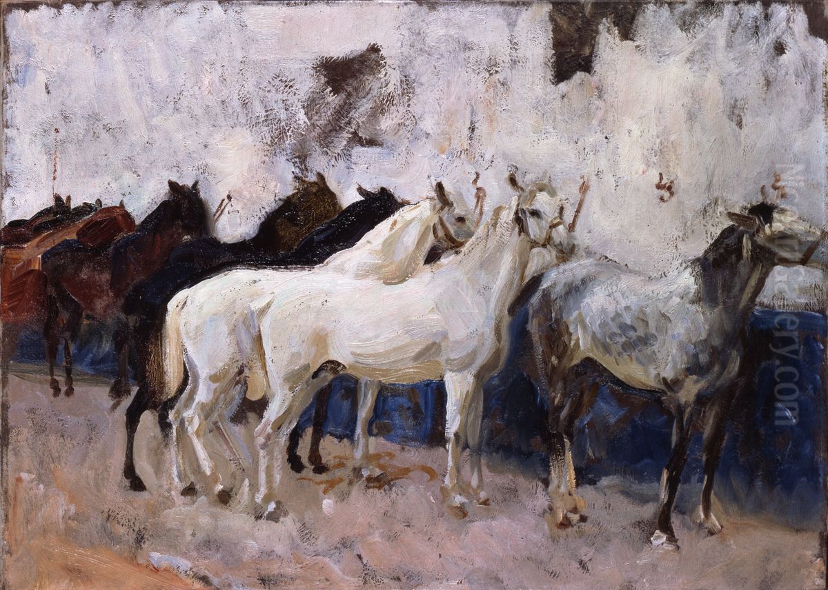 Horses At Palma Oil Painting by John Singer Sargent