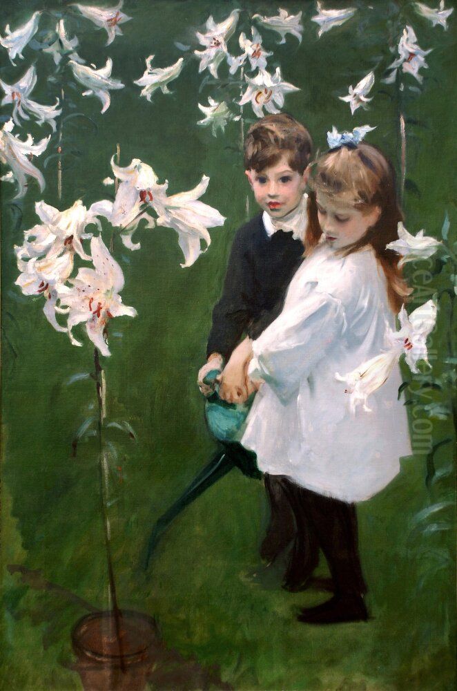 Garden Study of the Vickers Children Oil Painting by John Singer Sargent