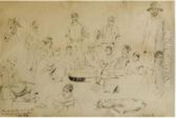 Dia De Paella En La Huerta De Valencia Oil Painting by Cecilio Pla