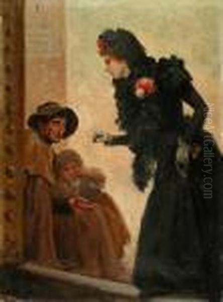 La Limosna Oil Painting by Cecilio Pla