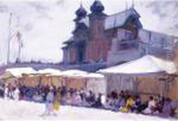 Playa De Salinas, Asturias (salinas Beach, Asturias) Oil Painting by Cecilio Pla