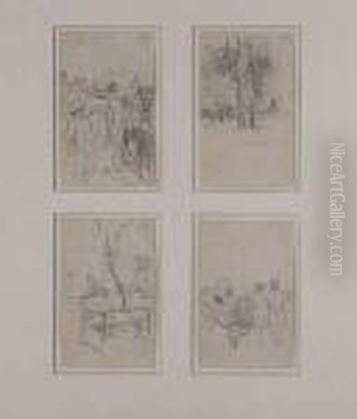 Biarritz, Personajes En El Parque, Ninos En La Escuela Y Ninos En El Colegio Oil Painting by Cecilio Pla