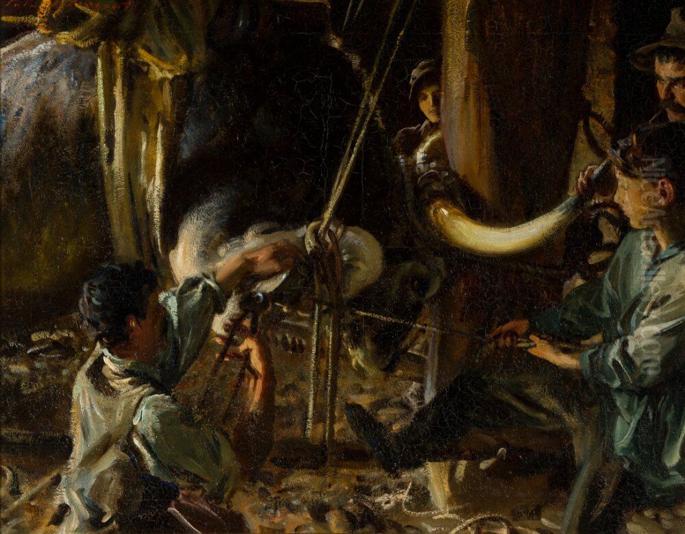 Shoeing the Ox Oil Painting by John Singer Sargent