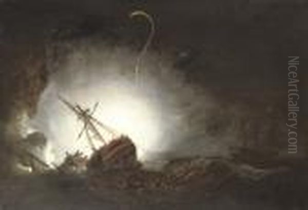 Captain T. Byam Martin 
Commanding The Boats Of H.m.s. Impetueux At The Rescue Of The Crew Of 
H.m.s. Venerable Wrecked In Torbay, 24th November 1805 Oil Painting by Nicholas Pocock