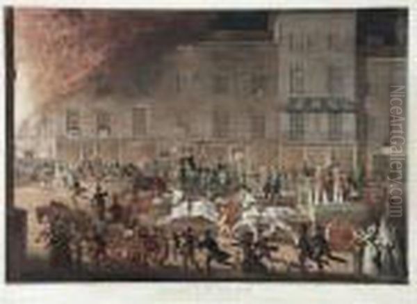 London Fire Engines, 
The Noble Protectors Oflives & Property Oil Painting by James Pollard