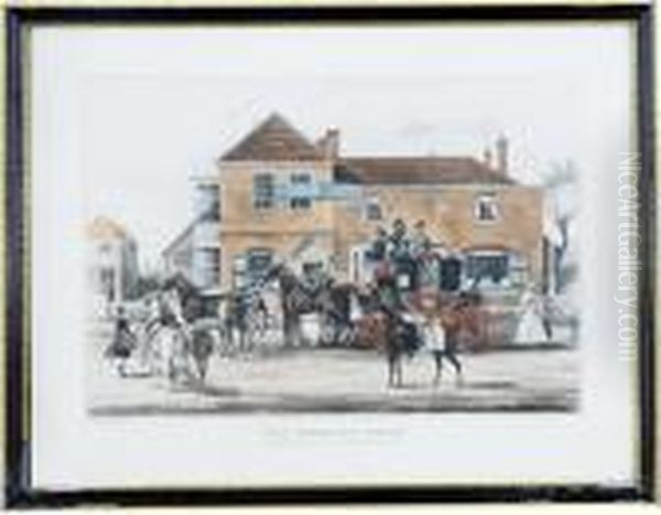 [stage Coaches]: Three Plates; And Two Horse Racing Prints Oil Painting by James Pollard