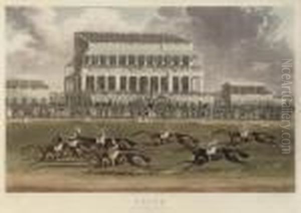 Five Plates Of Epsom: The 
Betting Post; Saddling In The Warren; Thegrand Stand; The Race Over; And
 Selling Day At Tattersall's, By C.hunt Oil Painting by James Pollard