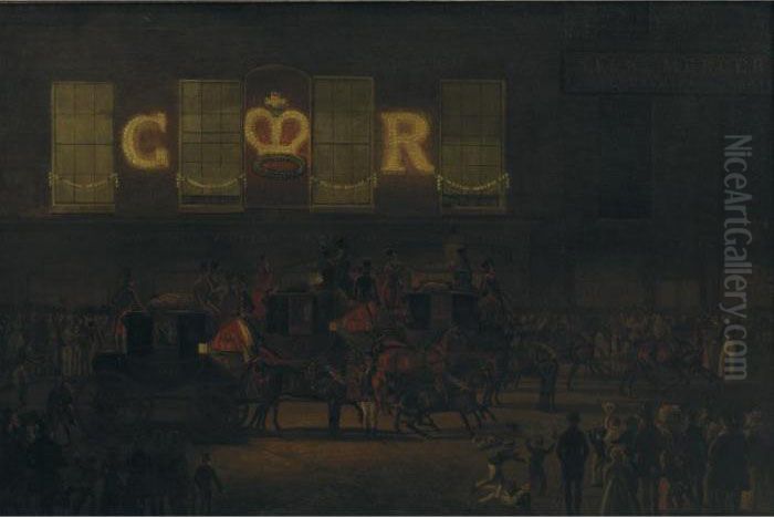 The Royal Mails At The Angel Islington On The Night Of 

 His Majesty's Birthday Oil Painting by James Pollard
