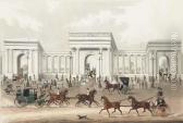Hyde Park Corner, By R. & C. Rosenberg Oil Painting by James Pollard