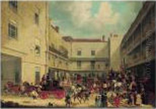 Royal Mails Preparing To Start 
For The West Of England In The Yard Of The ``swan With Two Necks' Oil Painting by James Pollard