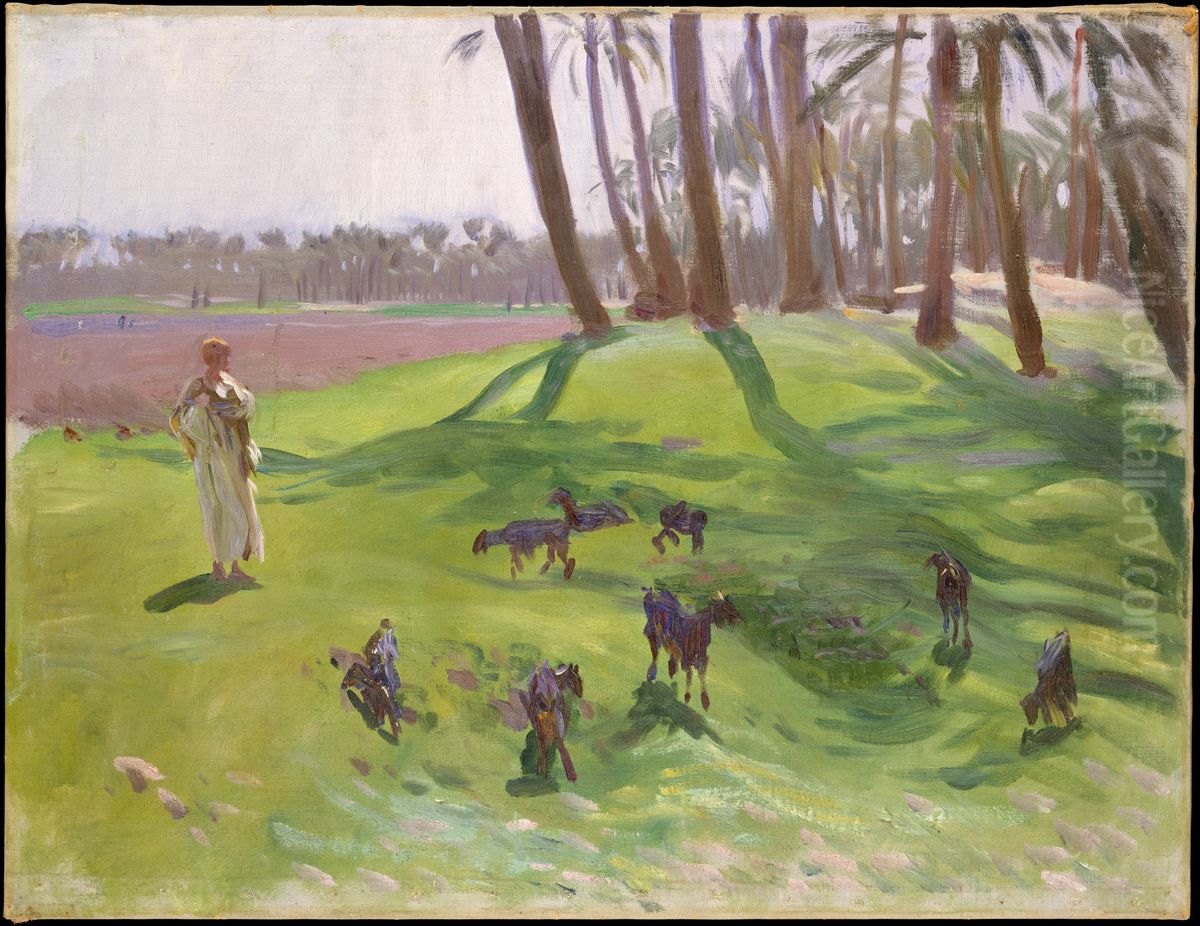 Landscape with Goatherd Oil Painting by John Singer Sargent