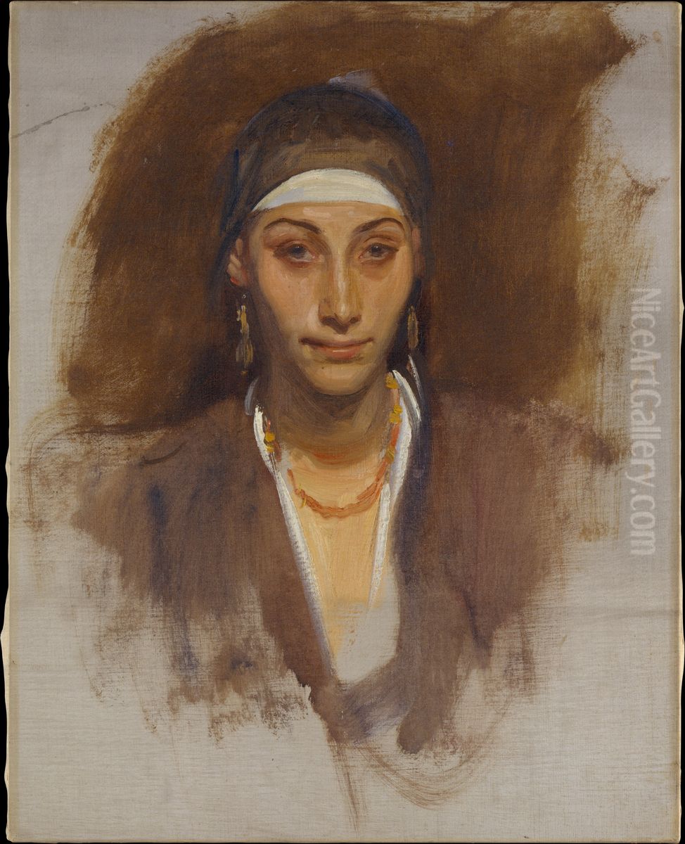 Egyptian Woman with Earrings Oil Painting by John Singer Sargent
