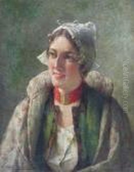 Zeeuws Meisje - Zelandaise. Oil Painting by Edward Antoon Portielje