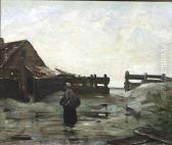 Vissersvrouw Op Hetstrand.
Femme De Pecheur A La Plage Oil Painting by Edward Antoon Portielje