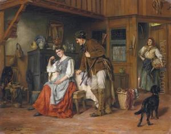 Der Besuch Desjagers Oil Painting by Gerard Portielje