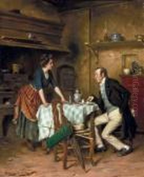 Le Quart D'heure De Rabelais Oil Painting by Gerard Portielje