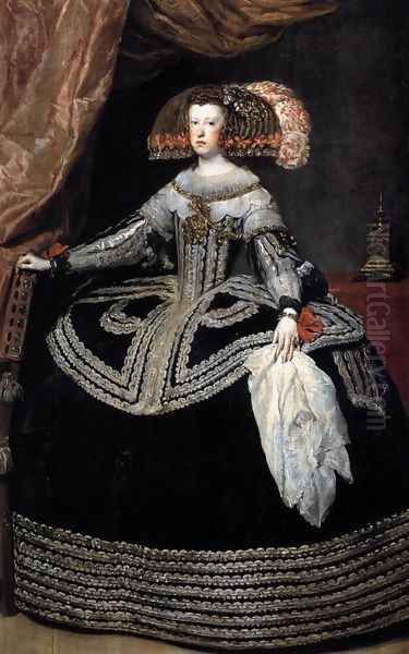 Queen Dona Mariana of Austria 1652-53 Oil Painting by Diego Rodriguez de Silva y Velazquez