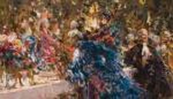 Scena Galante Settecentesca Oil Painting by Luca Postiglione