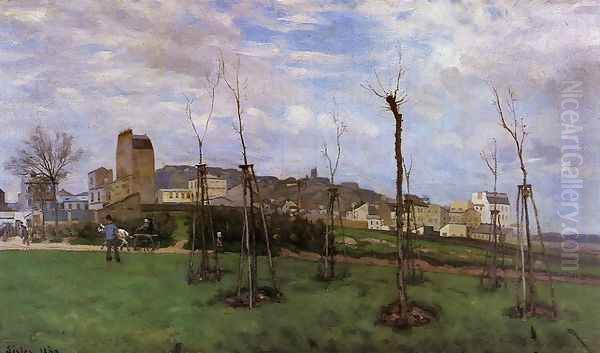 View of Montmartre from the Cite des Fleurs, Les Batignolles, 1869 Oil Painting by Alfred Sisley
