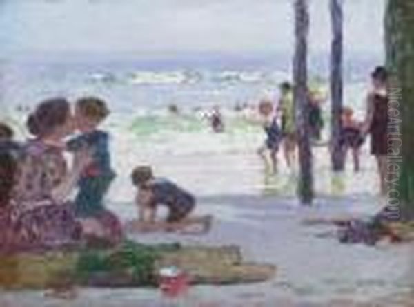 Beach Scene Oil Painting by Edward Henry Potthast