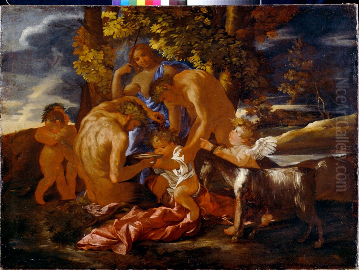 The Nurture Of Bacchus Oil Painting by Nicolas Poussin