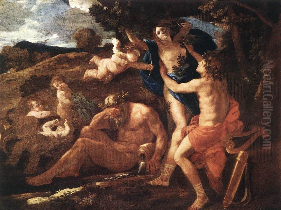 Apollo And Daphne Oil Painting by Nicolas Poussin