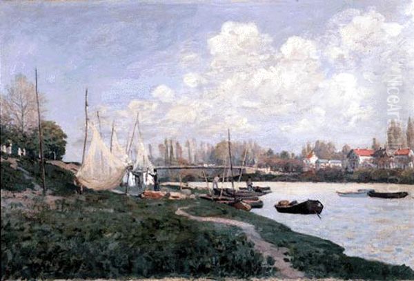 Drying Nets Oil Painting by Alfred Sisley