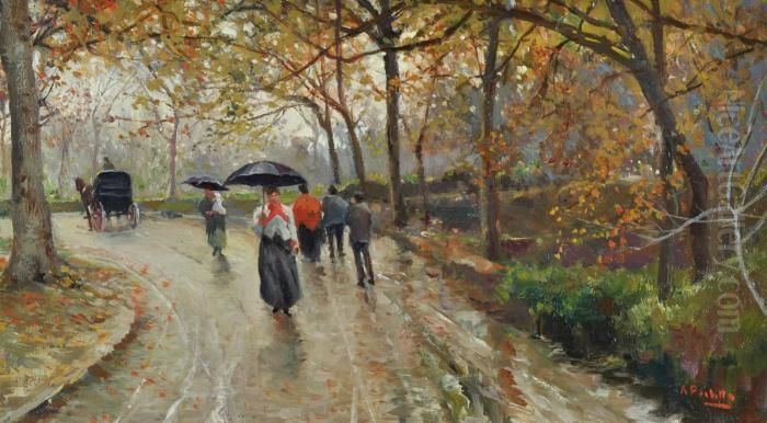 Passeggiata Al Vomero Oil Painting by Attilio Pratella