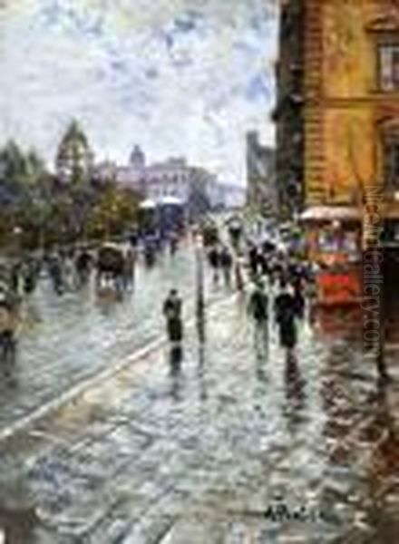 Via Foria Oil Painting by Attilio Pratella